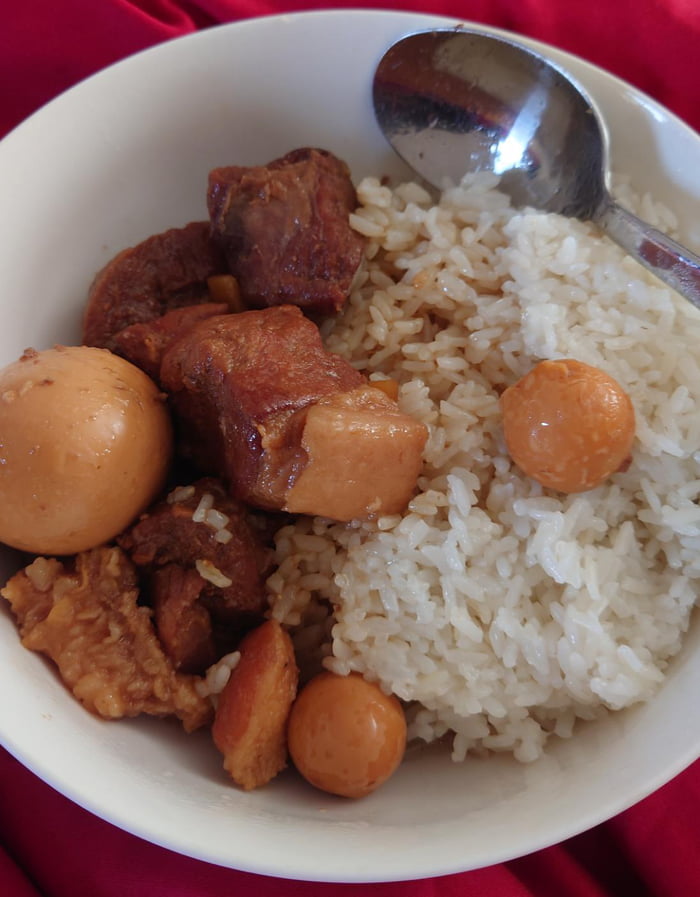 Cambodian braised pork belly with chicken and quail eggs - 9GAG