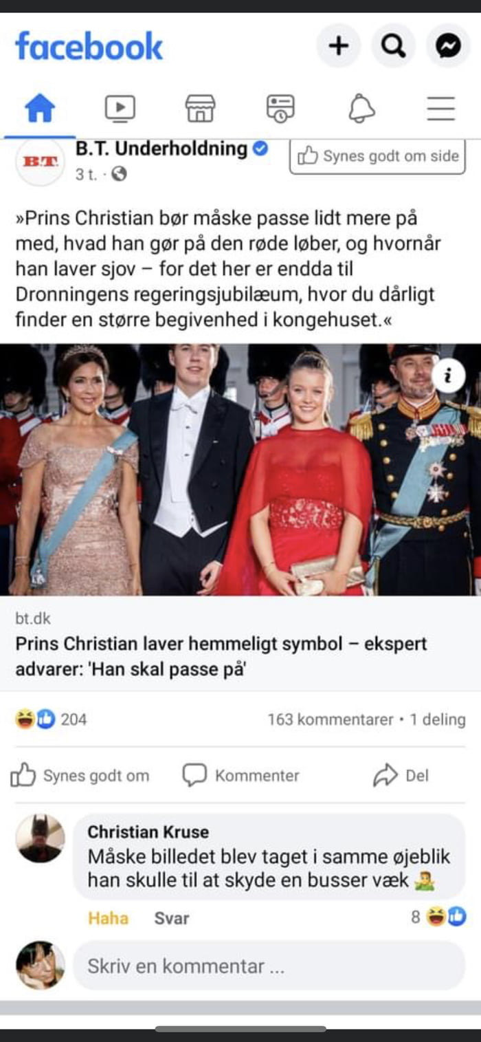 The crown prince of Denmark at his grandmother’s, the Queen’s 50’th