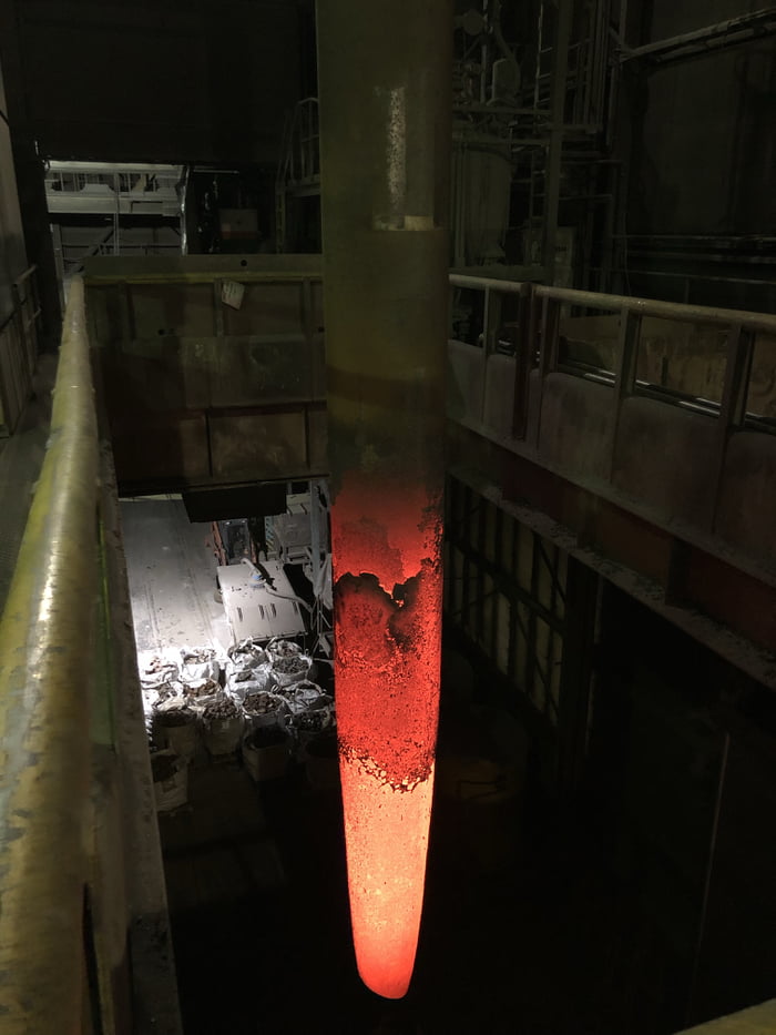 Graphite electrode taken right of electric arc furnace 9GAG