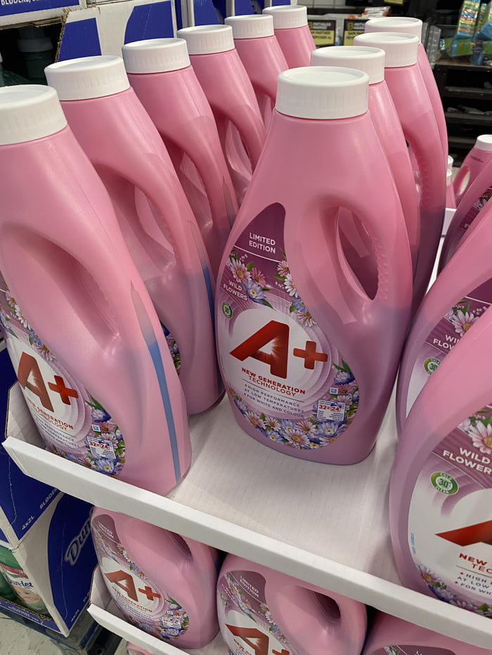 Laundry detergent bottles only half full in the shop - 9GAG