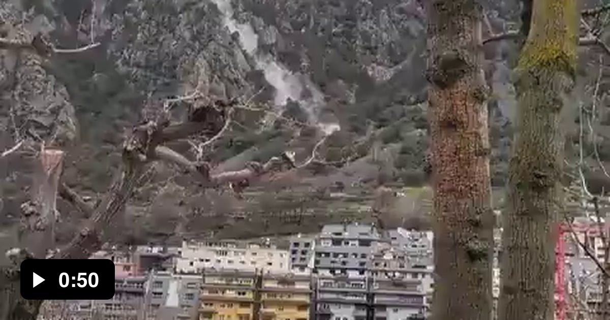 A rockfall in Andorra. A 180 ton boulder rolling down a hill is always ...