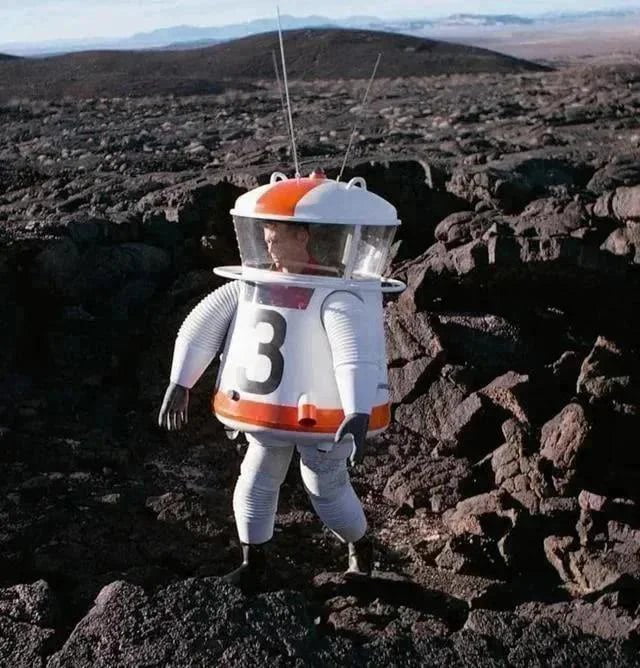 Testing prototype space suit intended for use in NASA's Apollo moon Testing prototype space suit intended for use in NASA's Apollo moon