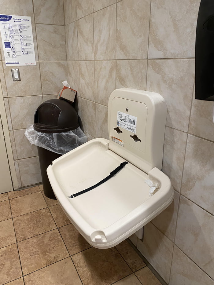 This baby changing table in a Men’s restroom. Happens more than you