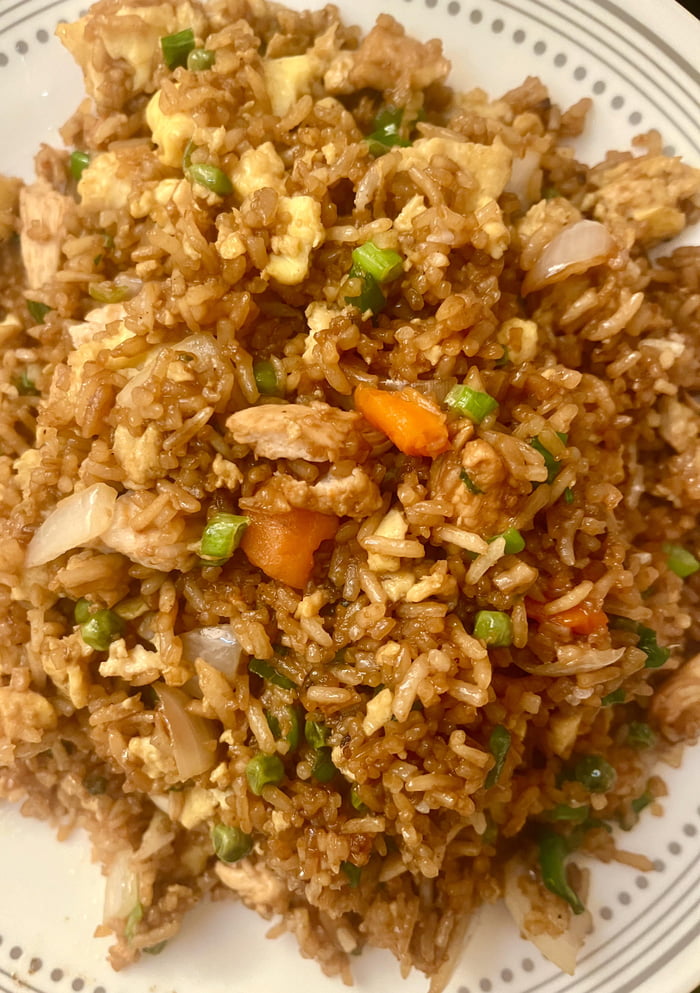 Homemade Chicken Fried Rice with veggies, eggs, Ginger, garlic and a ...