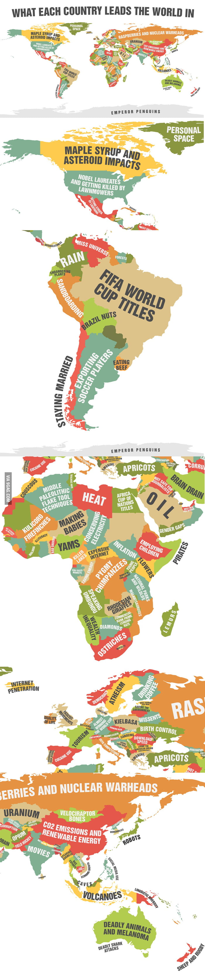 What each country leads the world in - 9GAG