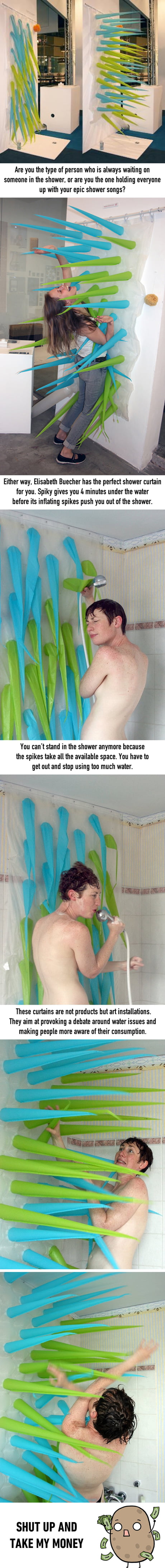 Artist Creates Amazing Inflatable Shower Curtain To Help Save Water Artist Creates Amazing Inflatable Shower Curtain To Help Save Water