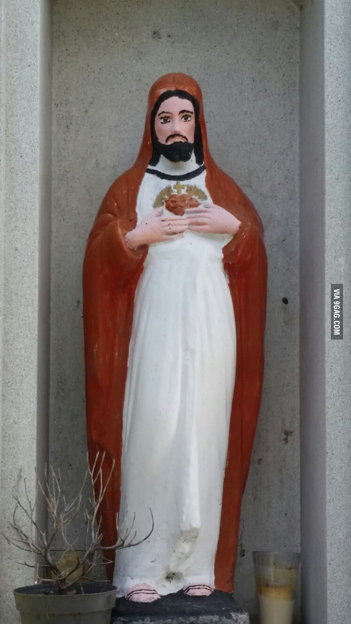 Jesus Repainted This image of the Virgin Mary was repainted as Jesus, we have our own ...