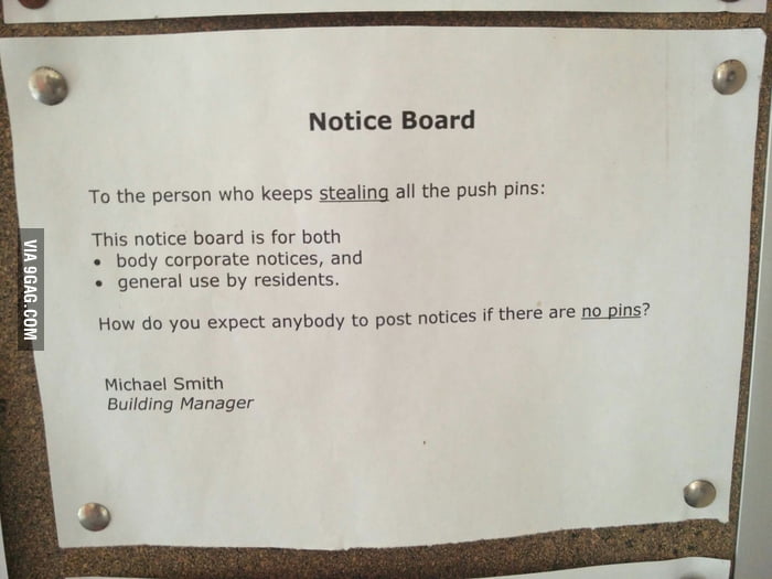 Found on my apartment notice board.. 9GAG