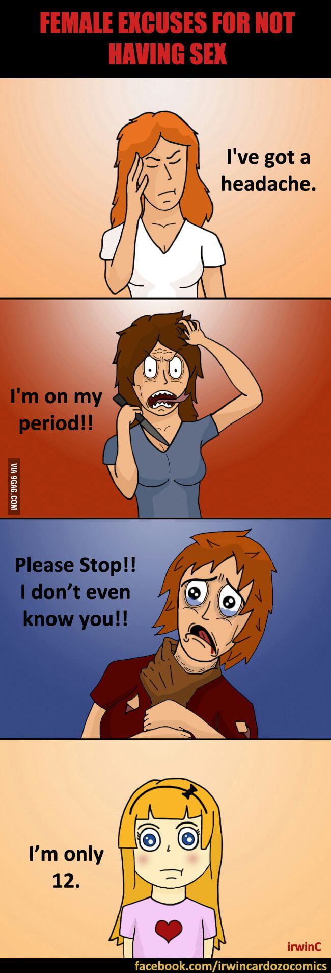 Excuses by women to not have sex - 9GAG