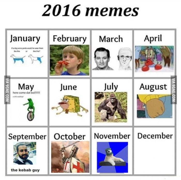 Updated meme calendar 2016 - 9GAG