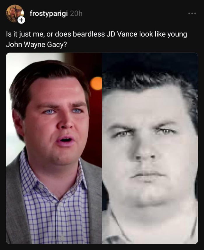 Is it just me, or does a beardless JD Vance look like young John Wayne ...