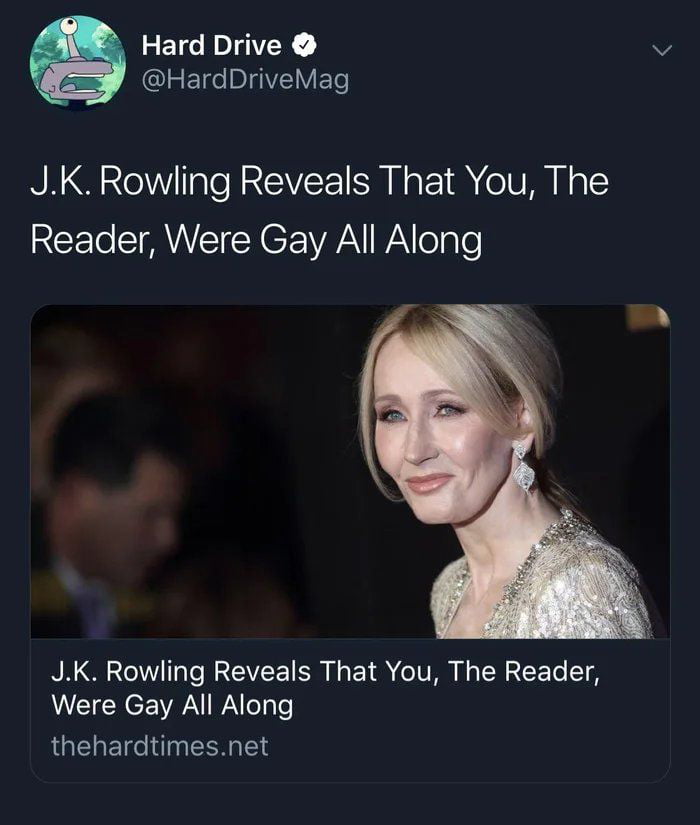 J.K. Rowling reveals that you the reader were gay all along 9GAG