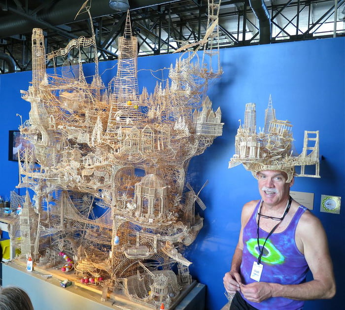 The world's largest functioning toothpick sculpture, and its creator