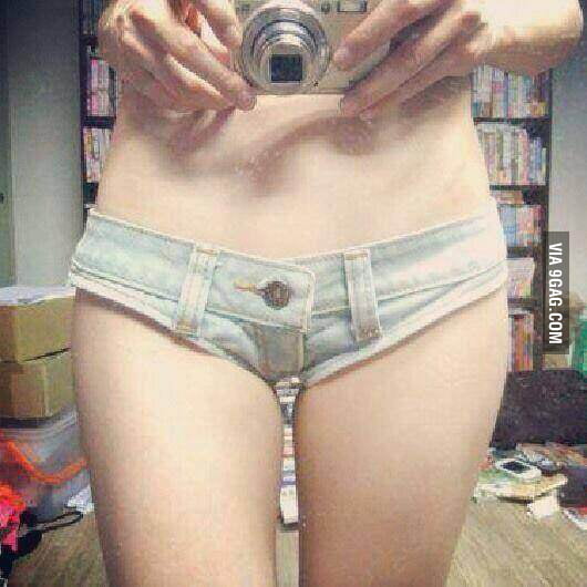 For those who want the shortest short shorts, I raise you this. Denim  panties. - 9GAG