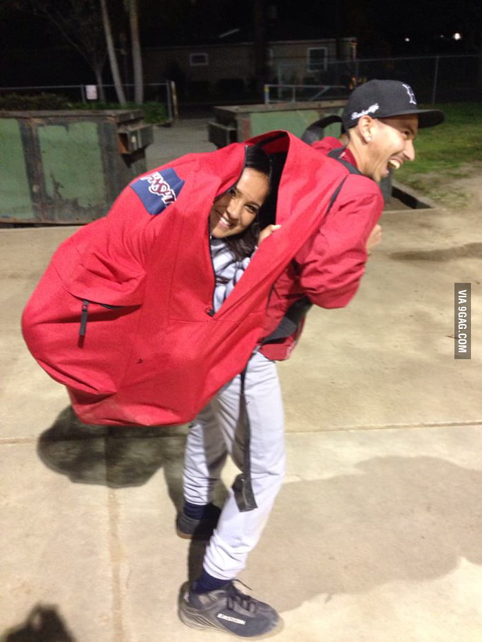 So my teammate showed up with a really big backpack. - 9GAG