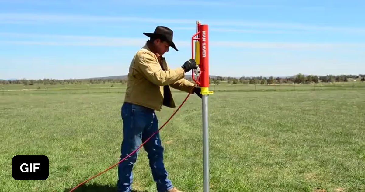 Compressed air powered fence post driver 9GAG