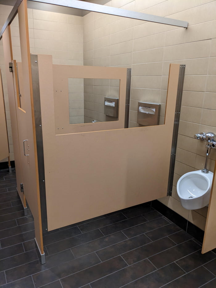 Public restroom stalls with... viewing windows? Why? 9GAG