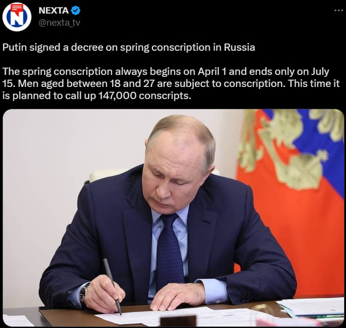 And another round of conscription. They feel the need to do this so ...