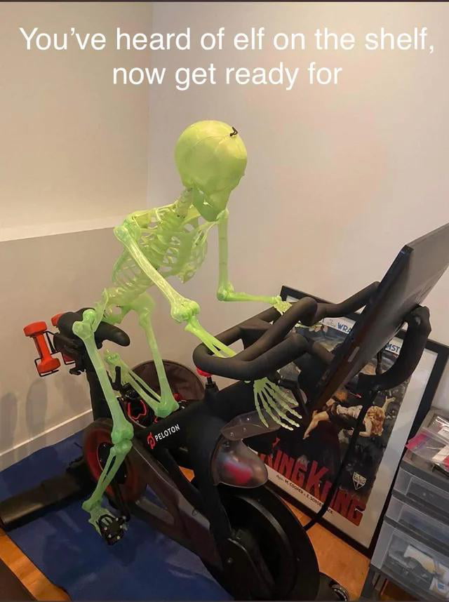 Skeleton On The Peloton Gets His Calcium In A Different Way 9GAG