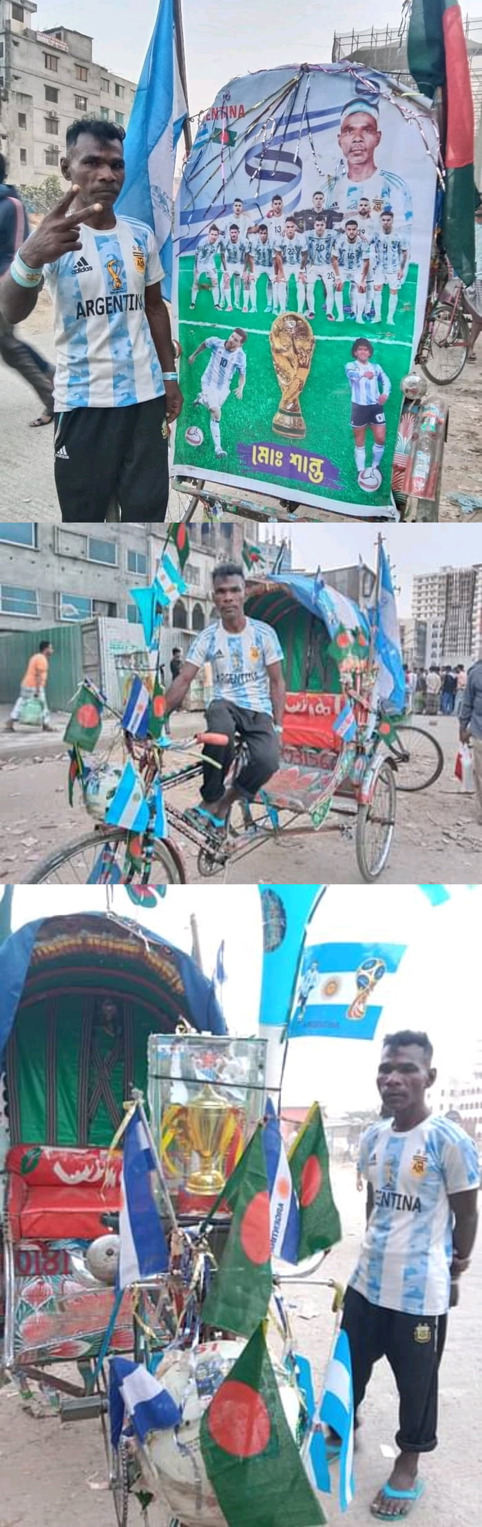 A rickshaw-puller in Bangladesh who is an Argentina fan decorated his ...