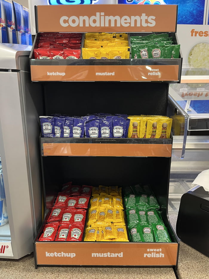 Convenience Store Condiment Rack The way this convenience store organized its condiments - 9GAG