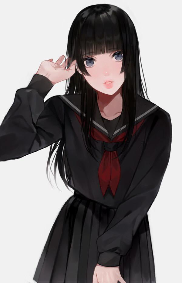 Anime girl black hair tumblr