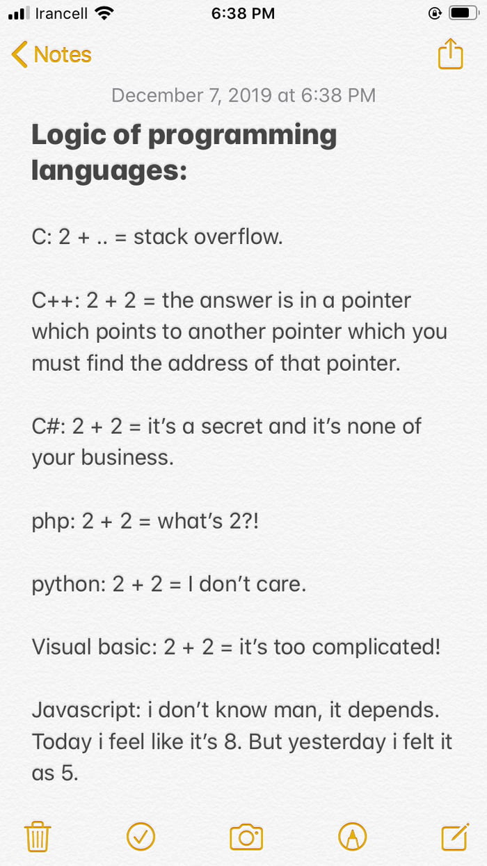 How Programming languages handle math based on their characters - 9GAG