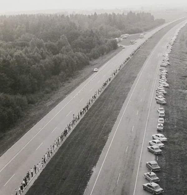 This is the Baltic Way. On 23rd August, 1989, 1 million people in