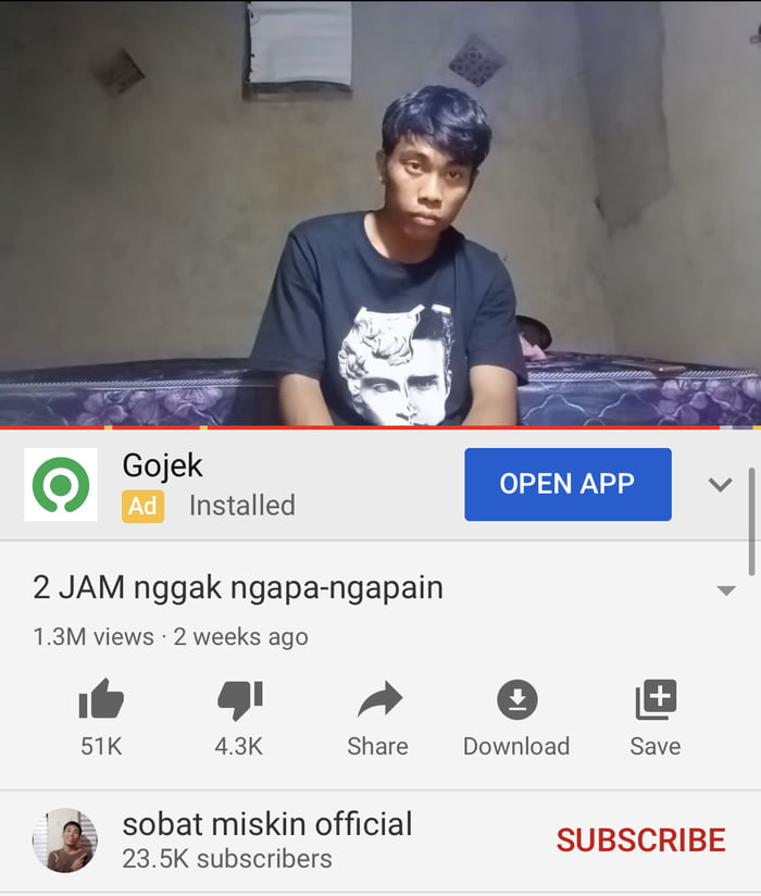 Indonesian youtuber doing nothing for 2 hours get 1 M views - 9GAG