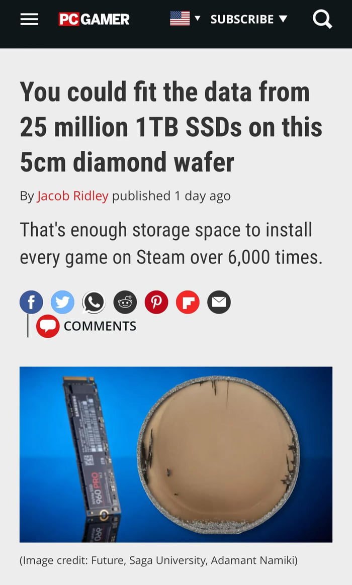 25 million Terabytes on a 5cm diamond wafer! 9GAG