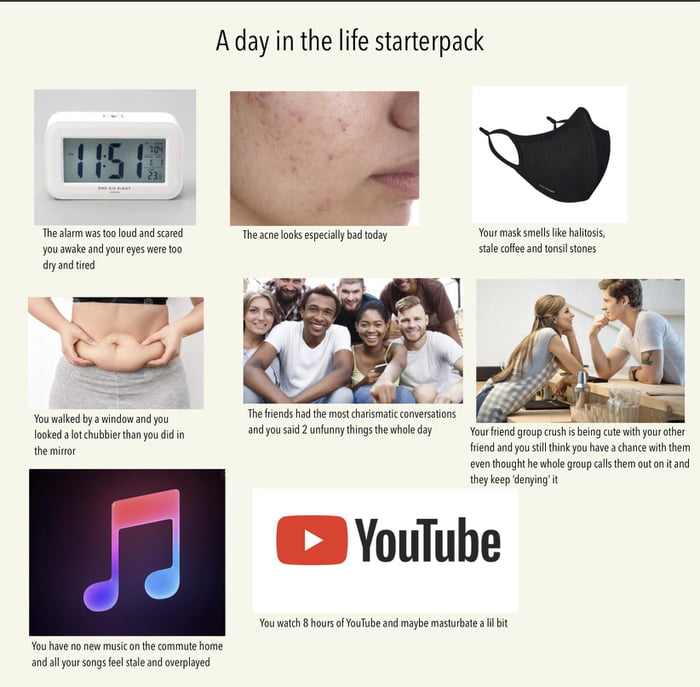 A day in the life starterpack - 9GAG