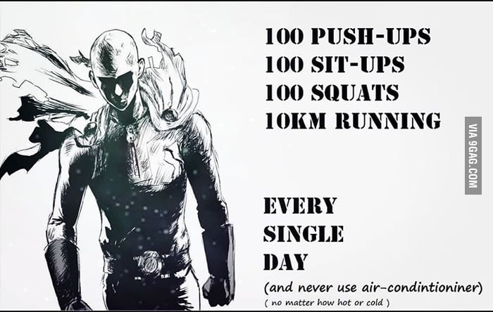 One Punch Man training routine - 9GAG