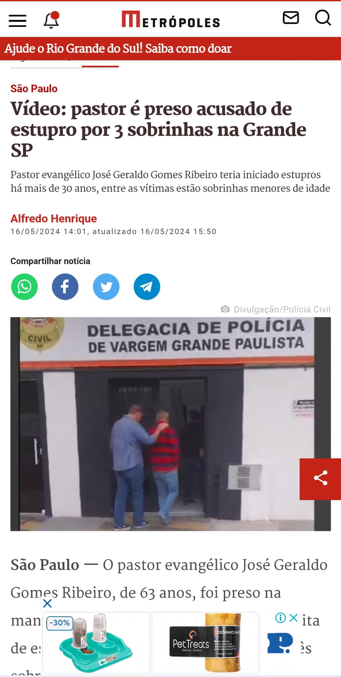 Hoje houveram dois pastores cidadão de bem sendo presos um em SP e