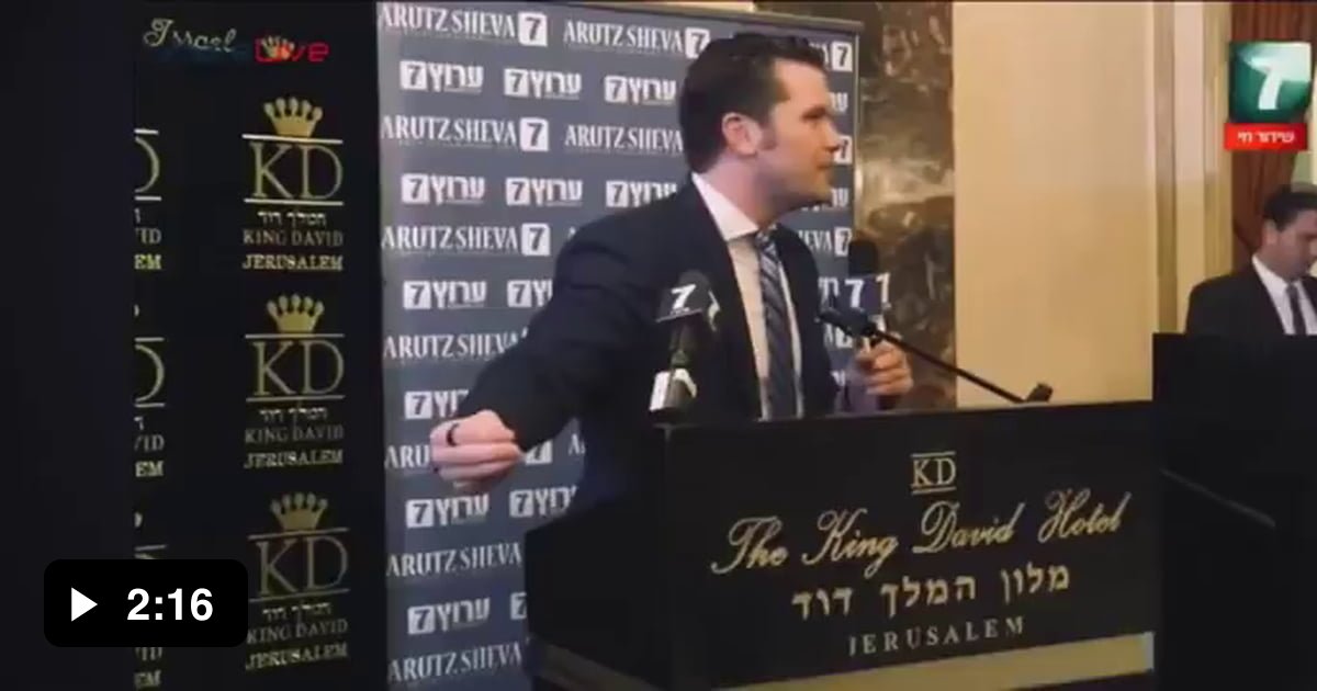 Here s trumps new defense sec giving a speech at the king david hotel
