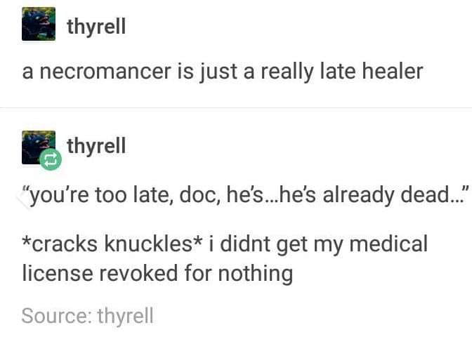 A necromancer is just a really late healer - 9GAG