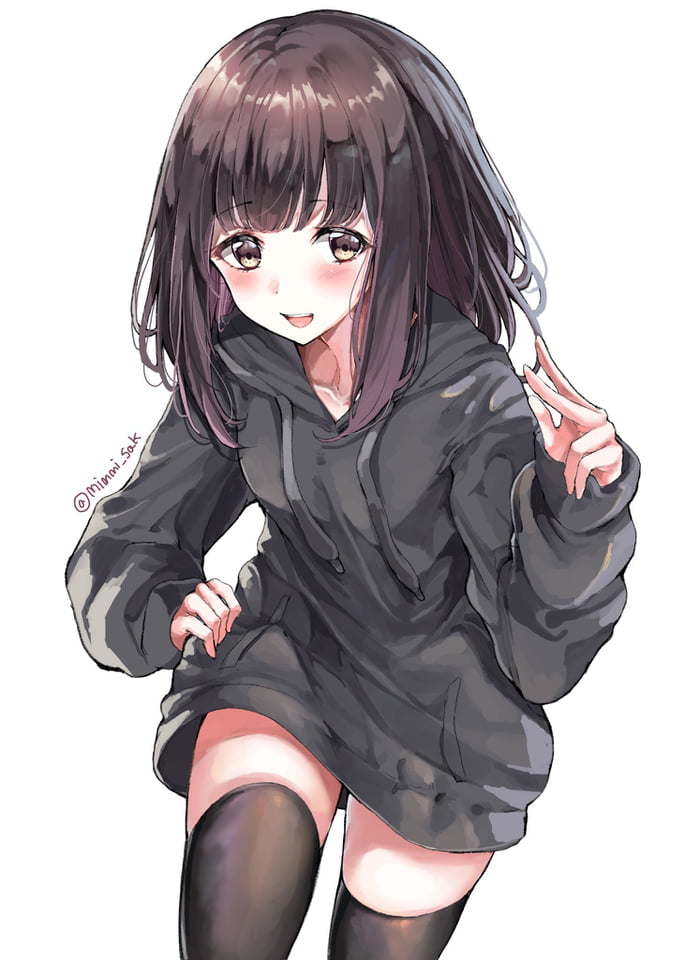 oversized hoodie and thigh highs