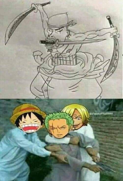 Imagine the face of luffy laughing at zorro - 9GAG