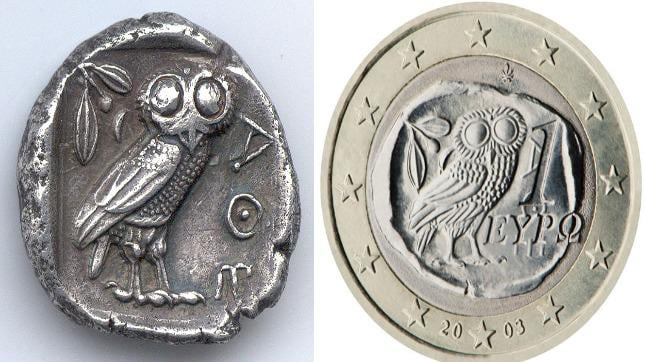 Greece uses the same design on its 1€ coins, that was used on coins ...