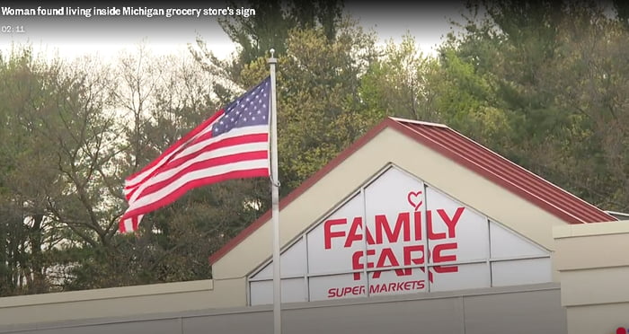 Woman found living in Michigan grocery store sign complete with ...