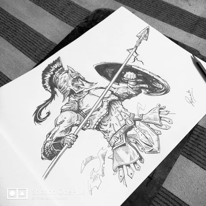 Ink Concept Art Drawing of Lizard Warrior in Armor - Stock Illustration  [46372519] - PIXTA