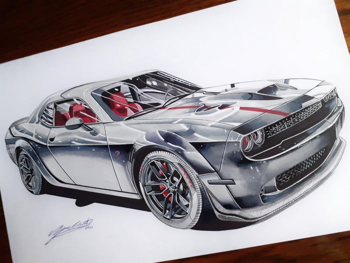 Dodge Challenger Hellcat Drawing X Cm Gag