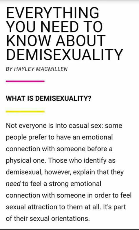 Demisexual. This *has* to be the most stupid millennial way of ...