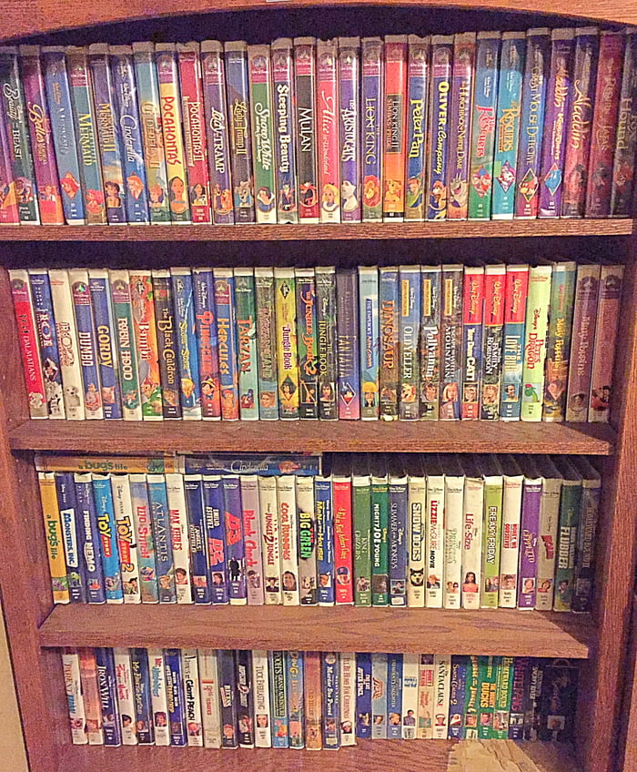 Shelf of Disney VHS tapes - 9GAG