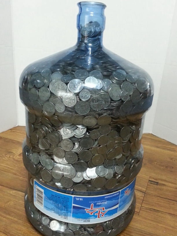 Ever wonder how much money a 5gallon water jug holds? 9GAG