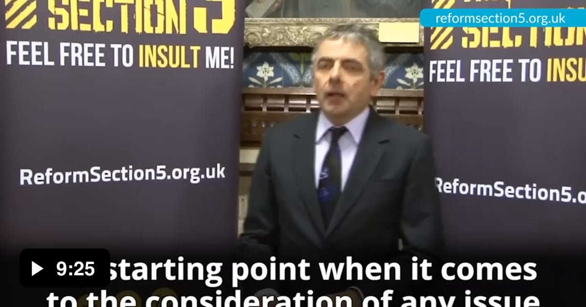 Rowan Atkinson [Mr. Bean] On FREE SPEECH - 9GAG