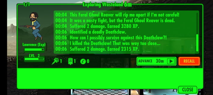 Started A New Game And Sent This Fresh Dweller Out To The Wastes And 