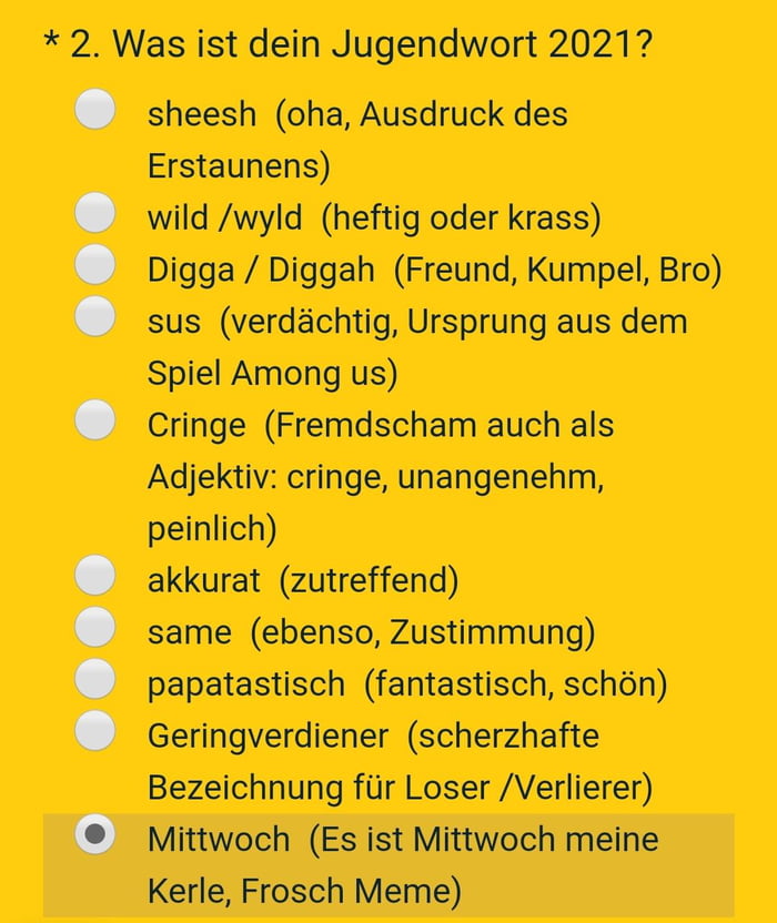 In Germany You Can Vote Wednesday As Youth Word Of The Year Based In The Meme Please Vote Everyone Voting Page In Comments 9gag