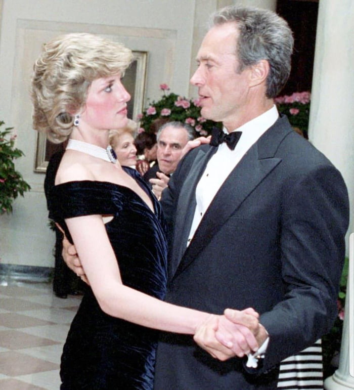 Princess Diana Dancing With Clint Eastwood At A White House Dinner 