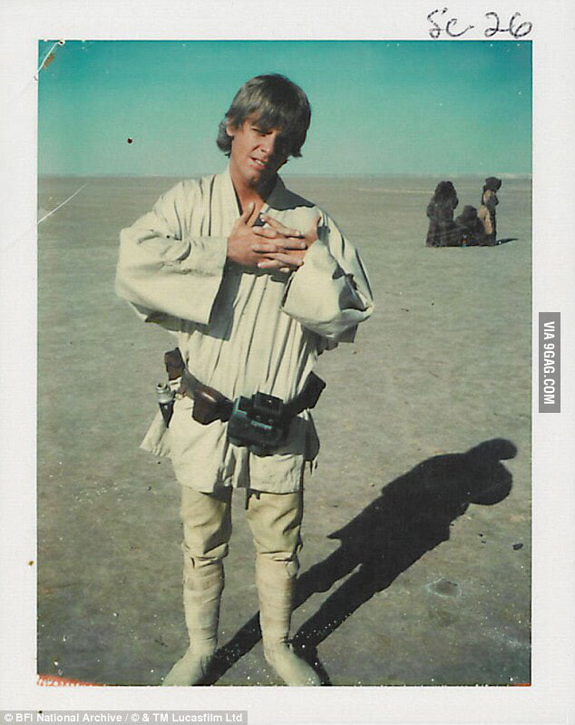 Mark Hamill on the set of The Star Wars in 1977. - 9GAG