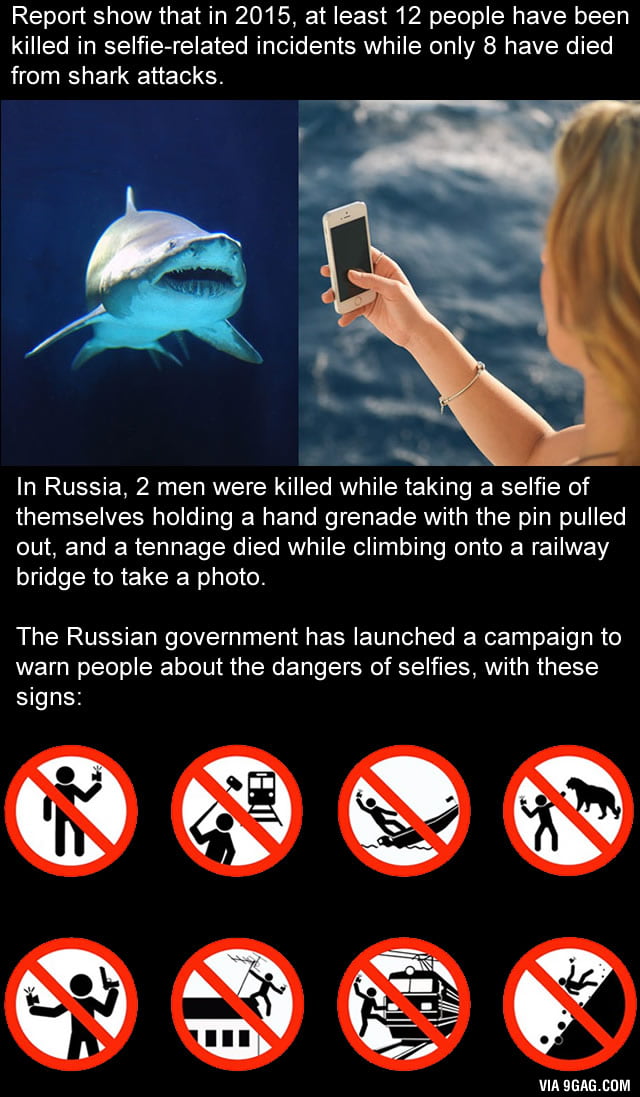 Selfies Have Killed More People Than Sharks This Year Reports Show 9gag